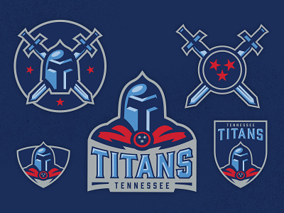 Titans Rebrand Passion Project badge design badge logo design shark football helmet illustrator logoist navy blue rebranding red shield sports branding sports logo sword tennessee titans titanup typogaphy vector