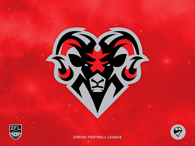 ZFL | Aries Rams Logomark aries astrology badge logo black branding fire football horns identity illustration illustrator league logo design ram red sports sports branding sports logo vector zodiac