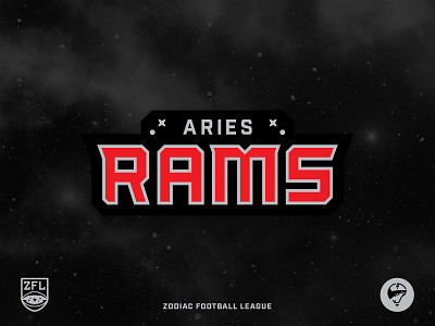 ZFL | Aries Rams Wordmark aries astrology badge design black branding custom type custom typography football identity league logo design ram red sports branding typography wordmark zodiac