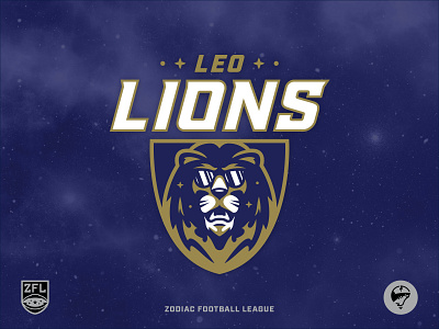 ZFL | Leo Lions Primary Mark astrology badge blue branding crest fire football gold identity illustration illustrator league leo lion sports sports branding star vector zodiac