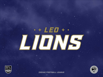 ZFL | Leo Lions Wordmark blue branding custom type custom typography football gold identity league leo lion lion logo sports sports branding typogaphy wordmark zodiac