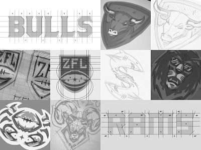 ZFL | Concept Sketches astrology badge branding bull crab crest custom type football identity league lion logo logo design ram shark sports sports branding uniform vector zodiac