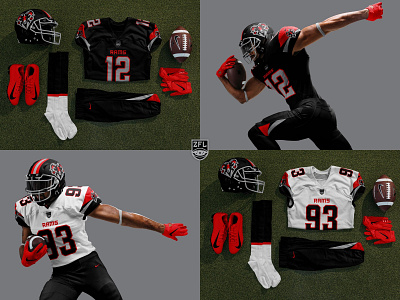 ZFL | Aries Rams Uniforms + Apparel badge black branding clean crest custom typography football identity league logo logo design ram red simple sports branding sports logo uniforms vector zodiac