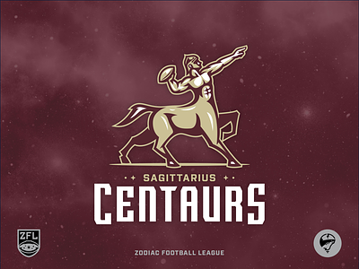 ZFL | Sagittarius Centaurs Primary astrology brand identity burgundy centaur football gold illustration illustrator league logo logo design mascot mascot logo sagittarius sports branding sports logo vector zodiac
