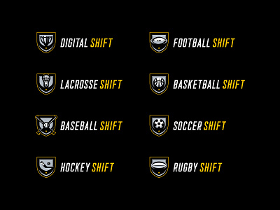 DigitalShift | Full Identity System baseball basketball brand identity branding clean design digital logo football hockey icons illustrator lacrosse logo design modern logo rugby shield logo soccer sport emblems sport icons sports branding vector