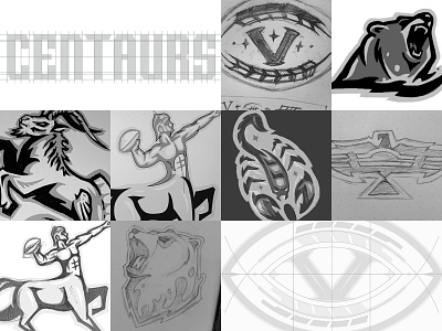 Zodiac Football League | Concept Sketches astrology bear branding branding concept centaur concept sketch digital sketching drawing football grid construction grid layout league logo design monogram process sketches sports branding type construction typogaphy zodiac