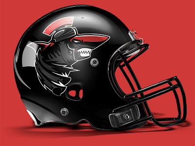 Helmet mock-up of 'Praetorian Sharks' branding football logo photoshop sports