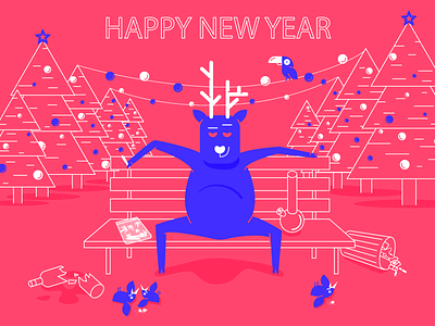 Happy new year !☘️ after new year after party cannabis packaging deer design drunken graphic happy new year illustration new year vector weed weeding