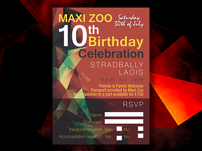 Maxi Zoo Birthday Party Invite 80s birthday cool design fractal neo photoshop poster typography