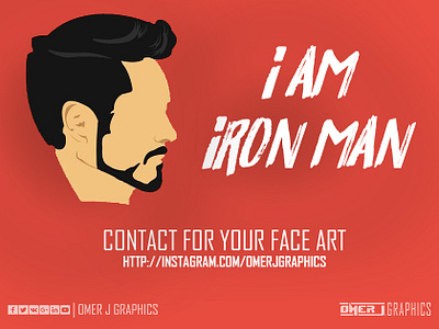 Iron Man Face Art avatar design icon illustration ironman marvelstudios omer j graphics