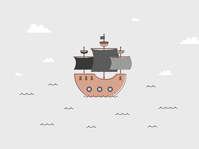 Pirate Boat boat cute design flat flat design graphic illustration inspiration pirate wallpaper