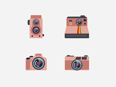 Vintage to modern Cameras camera design flat design icons illustration modern photo vintage