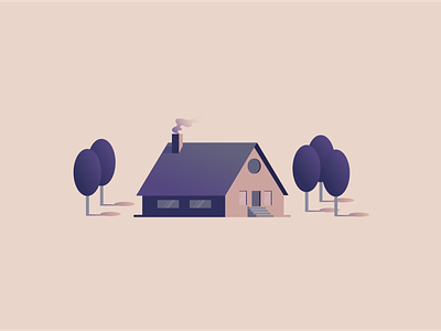 Autumn Wallpaper autumn colors cute design flat flat design graphic house house icon illustration inspiration lonely minimal shadows simple smoke trees wallpaper wood