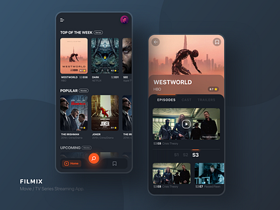 Movies and Series streaming dark dark mode design inspiration movie app movies series streaming tv ui