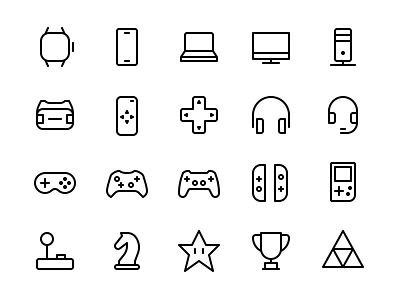 Device & Gaming Icons chess computer controller device electronics game ico icon iconography joycon nintendo pc playstation set smart switch tablet video watch xbox