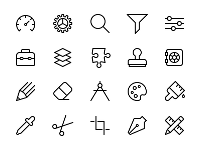 Tools & Settings Icon Set architecture art blueprint config construction design glyph icon iconography paint privacy security set setup toolbox tools ui ux vector xd