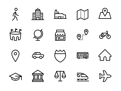 Travel & Transit Icon Set compass directions glyph gps home icon iconography location map navigation position route set symbol traffic transit transportation travel vector vehicle