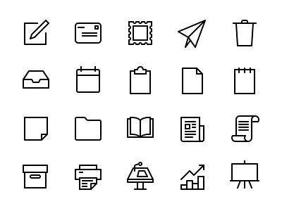 Office & Communication Icon Set appointment calendar communication document email file folder glyph icon iconography meeting message note office page paper presentation slide slideshow vector