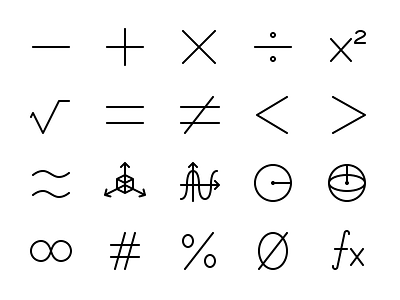 Math & Number Icon Set algebra arithmetic calculate calculus education equal equation geometry glyph icon iconography logic math mathematics numbers physics punctuation shapes symbol vector
