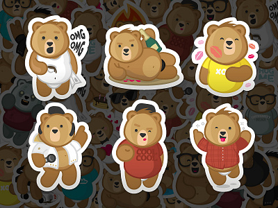 Bear stickers bear cartoon champaign coffee crazy cute elvis kisses stickers