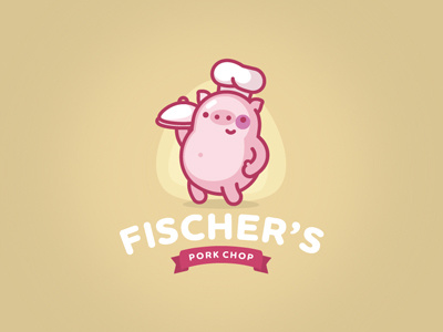 Fischer's pork chop chop cooker eat fischers logo meal meat pig pork zerographics