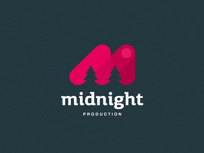 Midnight production forest letter logo m midnight moon night production zerographics