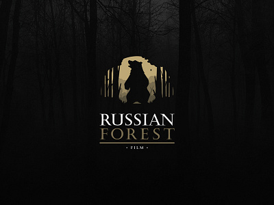 Russian Forest Film bear cinema film forest logo moon movie night production russian video zerographics