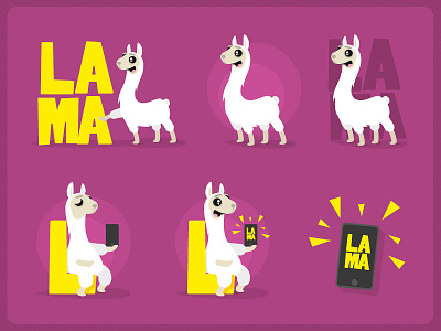 Lama logo and character application cartoon character cute lama logo mobile pay wool zerographics