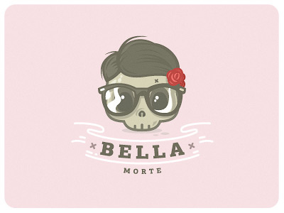 Bella morte beauty bella death glasses hairstyle logo morte roses skull zerographics