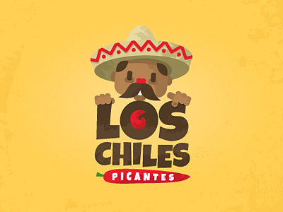 Los chiles picantes chile logo mexico muchacho pepper restaraunt sombrero zerographics