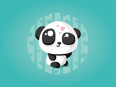 Panda bear cartoon cute little panda zerographics