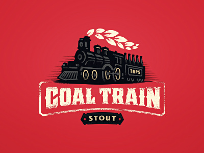 TAPS Coal Train Stout beer coal craft logo old pub steam stout taps train wheat zerographics