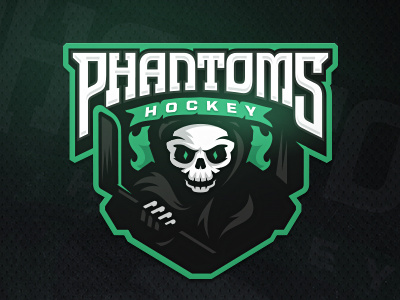 Phantoms hockey logo phantom skull sport stick zerographics