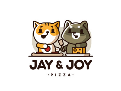 Jay&Joy pizza cartoon cat cooking jay joy logo pizza raccoon zerographics