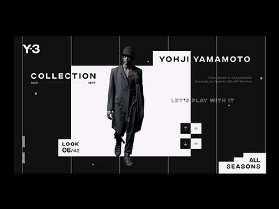 Yohji Yamamoto black clothes clothes shop collection dark mode deesign design desiigner dribbble homepage interface model modern seasone uidesign uiux uiuxdesign ux website white