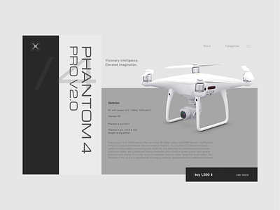 Drone ____ Phantom branding camera category page design dribbble drone flat page design phantom store techno technology uidesign uiuxdesign webdesign website