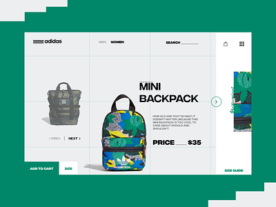 Adidas ____ Backpack adidas backpack bag brand design clean clothes design fashion green interface minimal shopping slider ui ux website