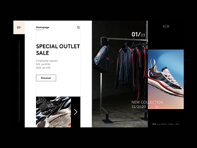 Y-3 ____ //SS adidas collection dribbble fashion brand homepage interface minimal outlet sale social ui uidesign uiux uiuxdesign webdesign website