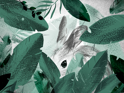 rabbit in forest bunny drawing forest illustration leaf leaves pet photohop portrait rabbit