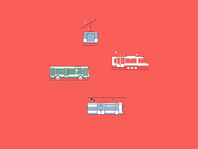 Public transport icons bus corel flat icon line icon modern public transport ropeway simple train transport travel ui underground urban vector