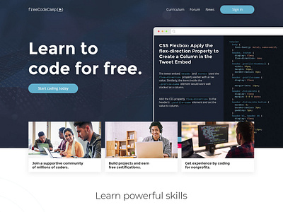 FreeCodeCamp Landing Page Concept concept graphic design web webdesign
