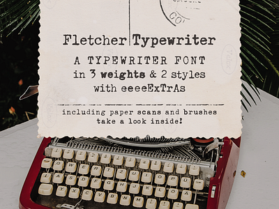 Fletcher Typewriter font and extras design digital collage font retro retro design serif font typewriter font typography vintage design vintage paper scans vintage typewriter font