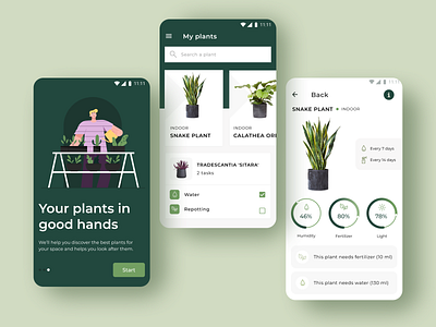 Plants Android application - play the prototype on UIGiants.com android clean flower graphic design illustration minimal mobile mobile app mobile app design planting plants plants app prototype typography ui uigiants ux