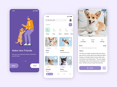 Pet Adoption app - play the prototype on UIGiants.com