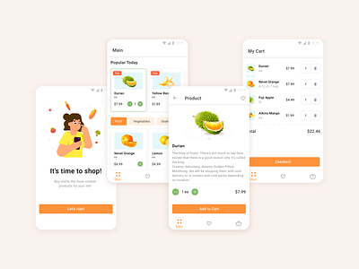 Grocery Shopping app app design fruits grocery grocery app illustration mobile design mobile ui shopping shopping app ui ux