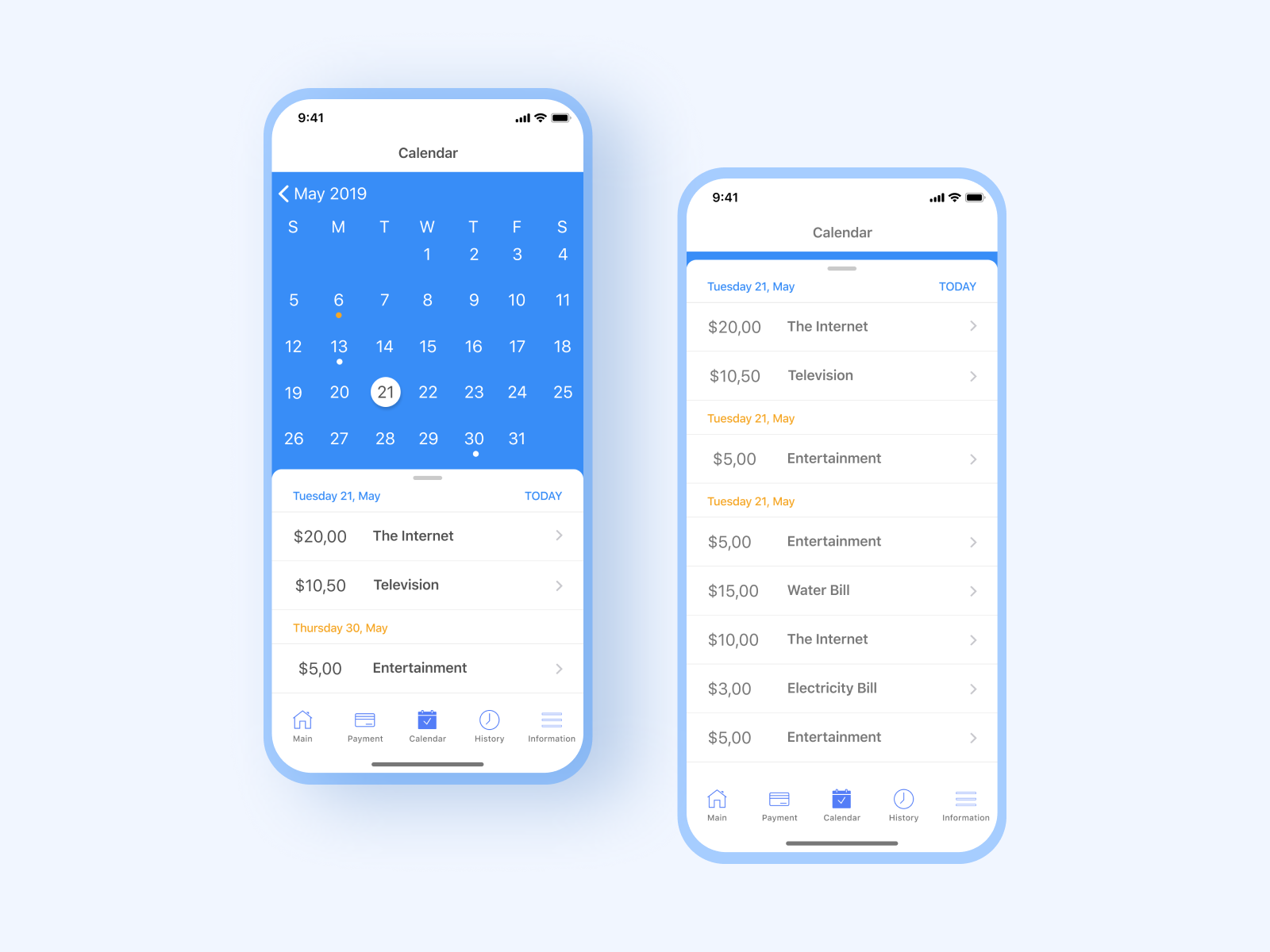 Payment calendar by Yuliya Lizunova on Dribbble