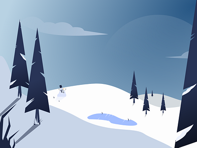 Snowy landscape illustration design flat illustration landscape snow snowy