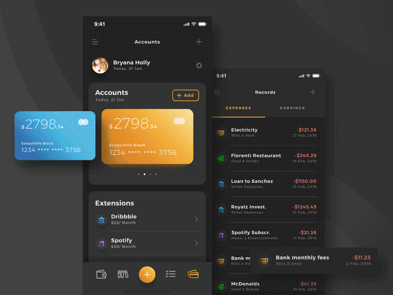 Wallet interface show