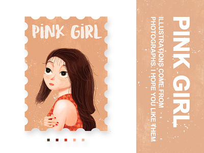Pink Girl Illustration 向量 应用 插图 活版印刷 设计