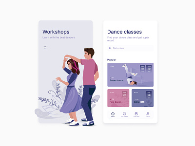 Dance classes App cartoon illustration